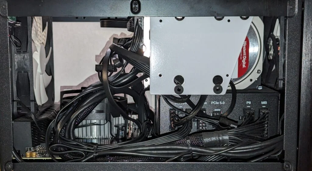 Side view of the finished efficient home server in open state