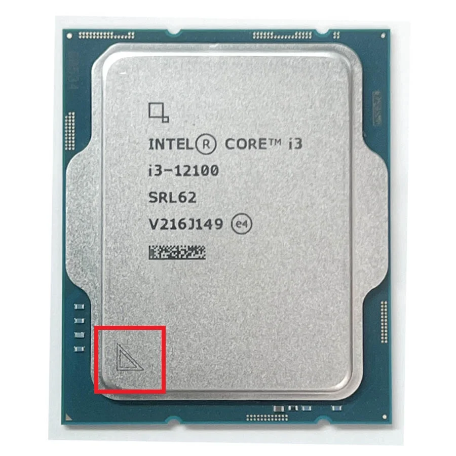 Orientation indicator on the Intel Core i3 12100 CPU